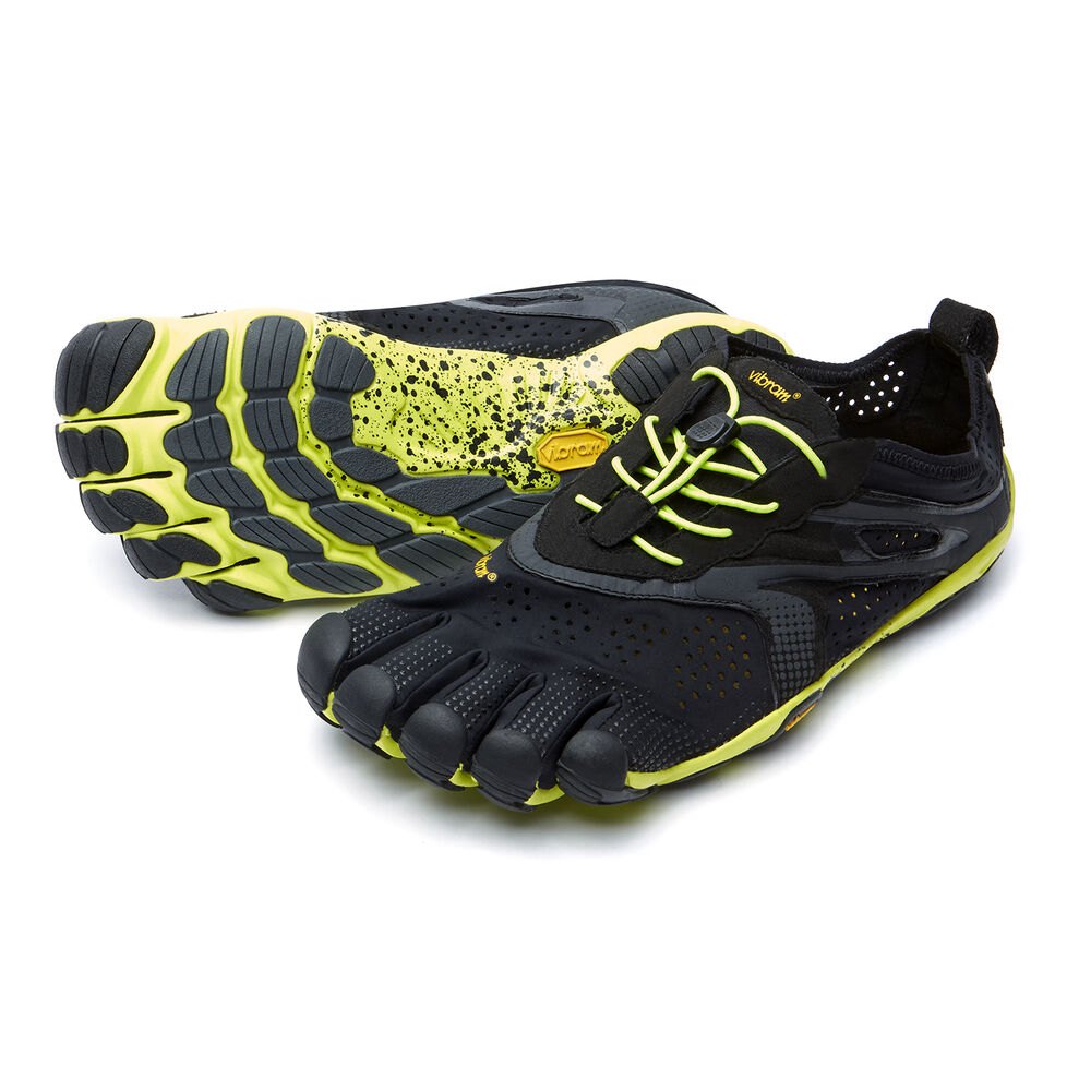 Vibram Five Fingers Mens Hiking Shoes - Black/Yellow - V-Run - 18750-FJTC